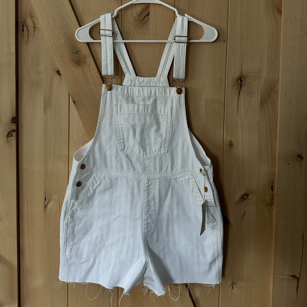 White overall shorts